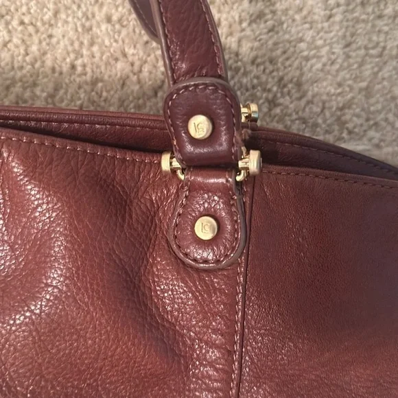 Liz Claiborne Elegant Brown Leather Tote Bag - Picture 3 of 6